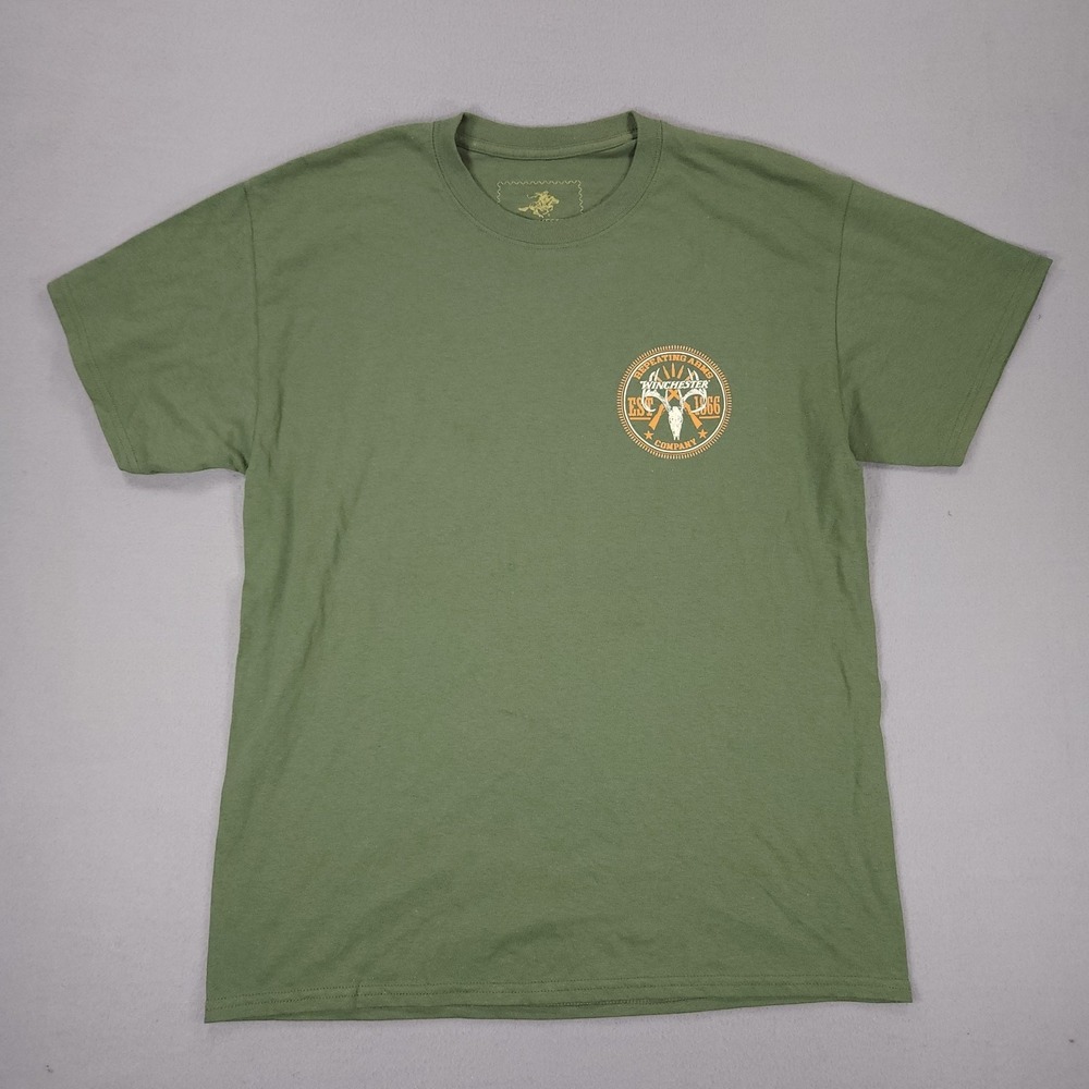 Mens Winchester Arms Company Skull Graphic Short Sleeve T-Shirt Large Green - Picture 3 of 7